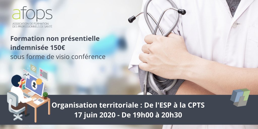 EFOPS1's tweet photo. #ESP #CPTS s'approprier ces nouveaux concepts pour imaginer la mise en place sur votre #territoire 
Participez à la #formation #organisation #territoriale de l'esp à la cpts en visioconférence le 17/06 à 19h inscription sur : https://t.co/i3yNg6I72T #professionneldesante #medecin https://t.co/GdOPojfnja