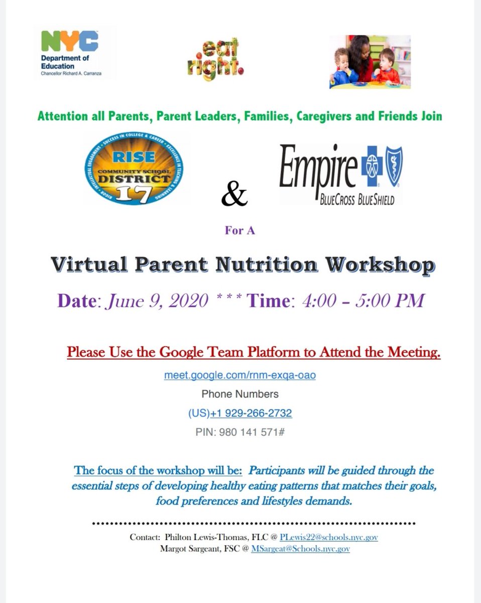 Please join us during our Nutrition workshop <a href="/CSD17NYC/">District 17</a>