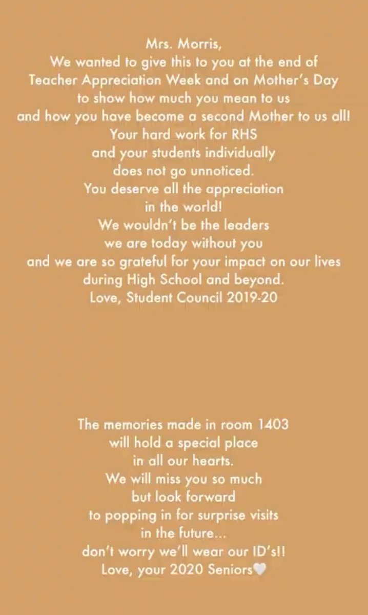 In honor of graduation tonight we wanted to share what we made for Mrs.Morris during teacher appreciation week to show how thankful we are for her! 
I promise it’s worth the watch !!!
drive.google.com/file/d/1RcufCz…