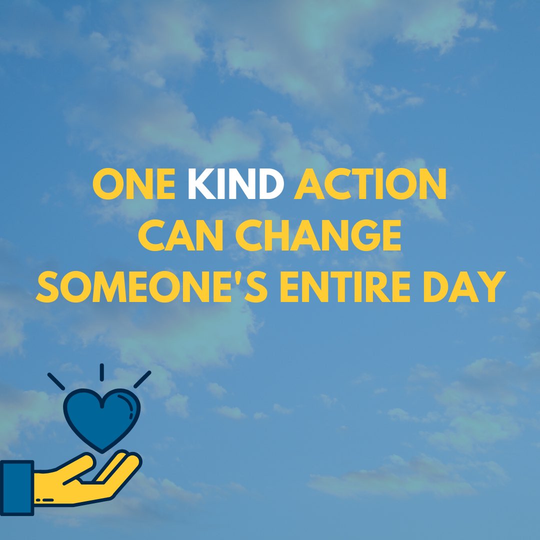 PermissionSmile's tweet photo. One kind action can change someone’s entire day 💙💛 #PermissiontoSmile #BeKind #Smile https://t.co/pUq75gRsXb