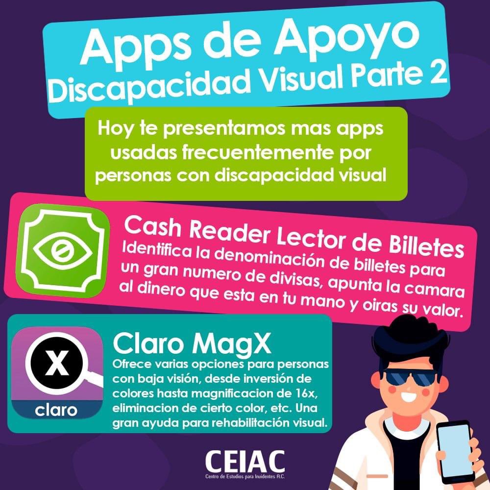 ceiac's tweet photo. 📲📱El día de hoy les traemos más información valiosa de otras apps de apoyo para personas con discapacidad visual!

Mas adelante les mostraremos mas apps para diferentes discapacidades!

#discapacidadycovid19 #discapacidad https://t.co/lPNNwwZZoZ