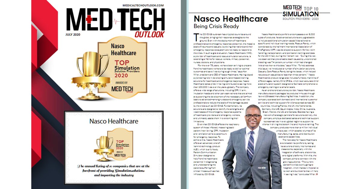 BeReadyNHC's tweet photo. Be sure to check out July’s edition of MedTech Outlook featuring an interview with Ken Miller, president and CEO of Nasco Healthcare!
#TransformationTuesdays #BeReady #SimulationHealthcare #Healthcare https://t.co/9I5syhXgd3