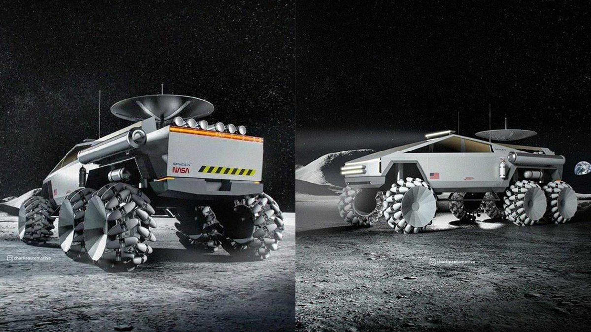AutomovilMex's tweet photo. #ElonMusk no solo es presidente de #Tesla, también de #SpaceX, por lo que estos renders digitales de la Tesla #Cybertruck como vehículo explorador lunar, realizados por el ilustrador Charlieautomotiv en Instagram, tienen todo el sentido del mundo. #RenderAP #SciFiAP https://t.co/sspRVMqYZ9