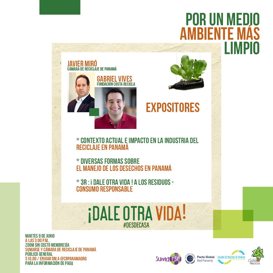 molakarla's tweet photo. Que haces hoy a las 3 pm? Súmate a conversar con @Sumarse @CRPANAMAORG y @CostaRecicla sobre gestión de residuos. Aún hay cupos disponibles para esta sesión. ♻️😃👇🏻 enlace de registro: 
➡️ https://t.co/QlQNLpM9EM https://t.co/PzMnmL8t65