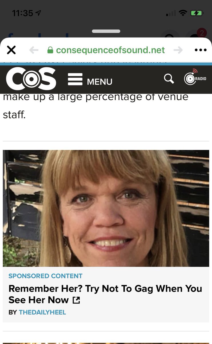 JudEakin's tweet photo. @consequence @nivassoc Clicked to read the article on COS mobile and got the below ad. May want to root that one out! https://t.co/ni1gyYfZrb