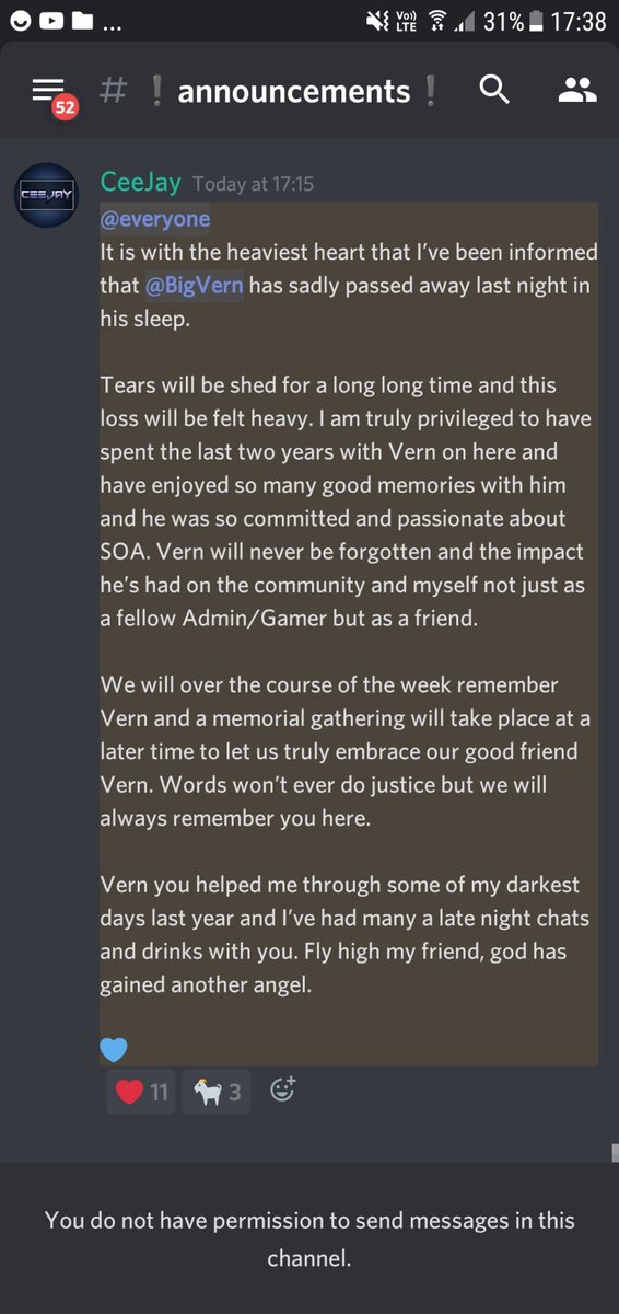 ScumsOf's tweet photo. Today is a major f in our server  😥 Last night Big Vern passed away in his sleep. He has been with us since day 1 and supproted the server through thick and thin, Big Vern was also one of the best admins that graced the server. You will be missed alot RIP @ScumGame @Gamepires https://t.co/Ai7Q7peqNa