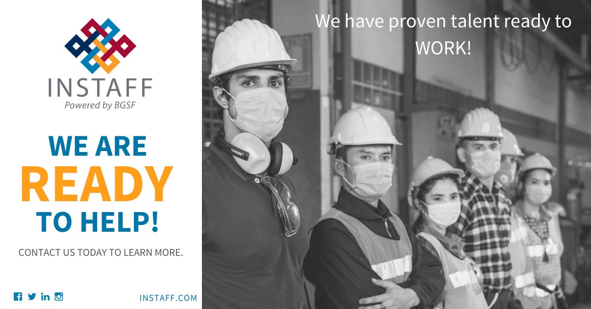 work4instaff's tweet photo. The InStaff team is here to help support you for all your Light Industrial placement needs during these uncertain times. Contact our team to learn more about how we are supporting clients nationwide. https://t.co/XCriirY8Ln
#Work4InStaff #Work4BG #LightIndustrialJobs https://t.co/9C85QtcEt1