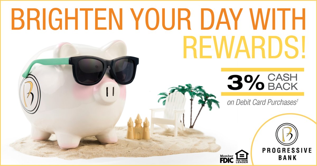 ProgressiveBank's tweet image. What's more rewarding that a trip to the beach this summer? How about Cash Back with Rewards Checking! Only at Progressive Bank!

Learn more: bit.ly/2XByIoT

#ProgressiveBank #LocalBank #RewardsChecking