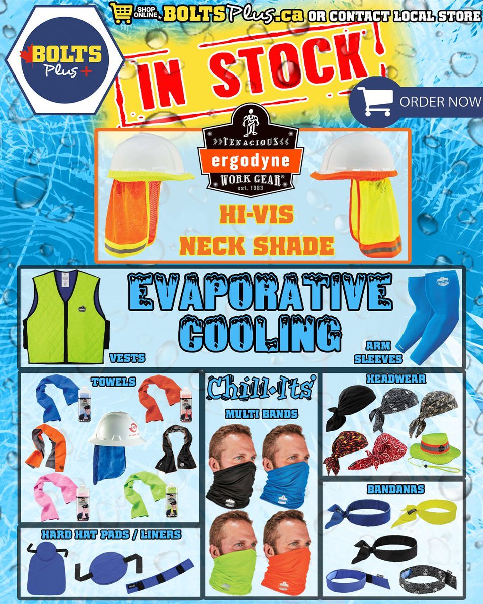 BoltsPlusInc's tweet photo. It's HOT outside!
Cool down with Ergodyne's Chill-its
In stock now at your local Bolts Plus or shop online 🛒 https://t.co/Eu13DUDAii
#ForAllYourIndustrialNeeds #BoltsPlus #Ergodyne #Chillits #Construction #SafetyClothing #HiVis #Cooling #Clothing #Bandanas #HeadWear #Towels https://t.co/H4IzMKto3U