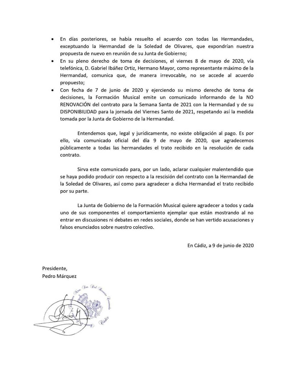 RosariodeCadiz's tweet photo. COMUNICADO OFICIAL https://t.co/Cz61vbR9KE