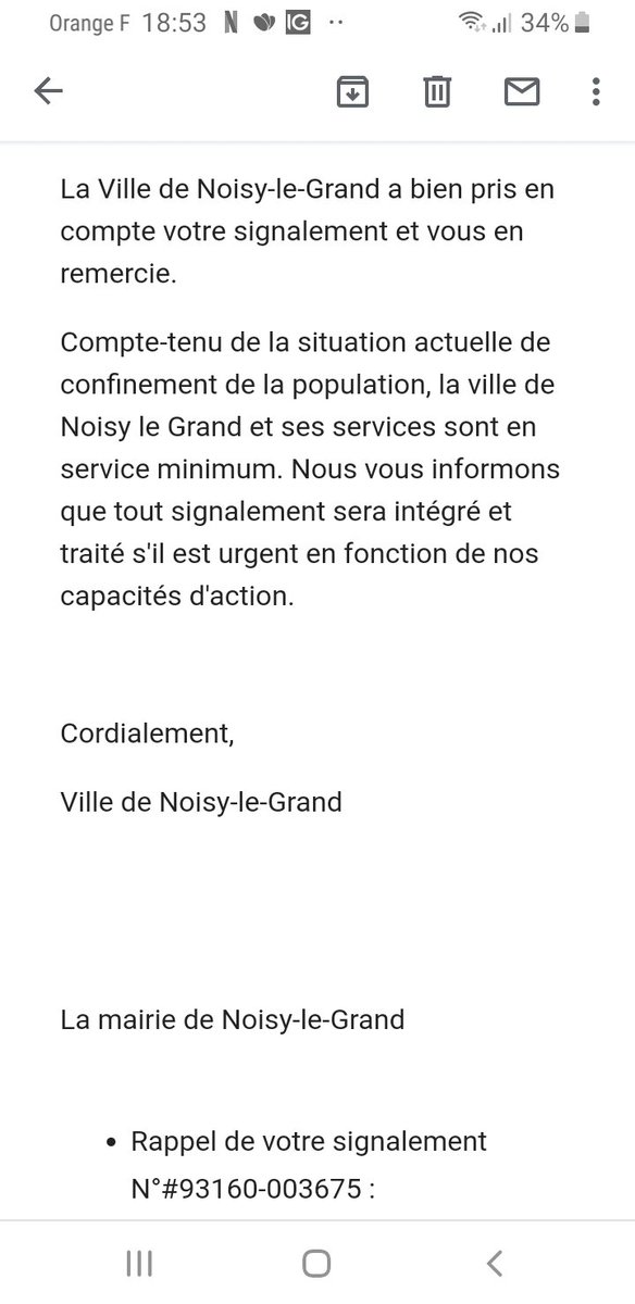elzozio's tweet photo. @B_Marsigny très bien l application Noisy ma ville mais le message automatique fait un peu daté....est ce que vraiment le signalement des dépôts sauvage est utile... nous le verrons bien https://t.co/bIbt7NoKT7