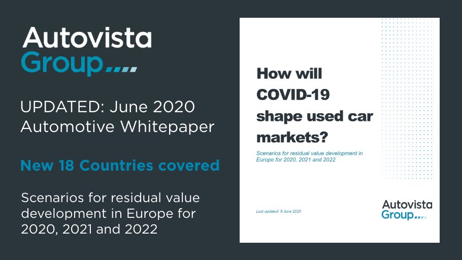 autovista_group's tweet photo. UPDATED #Whitepaper June 2020

How will #Covid19 shape used car markets?

🆕 NOW INCLUDED: #ResidualValues for #18Countries! 

For our unrivalled #automotive coverage of 18 European markets...

Download FREE: ▶️ https://t.co/uiTdFWmjAA

#UsedCars #Europe #CarDealers #coronavirus https://t.co/vk4ZW6E8P2