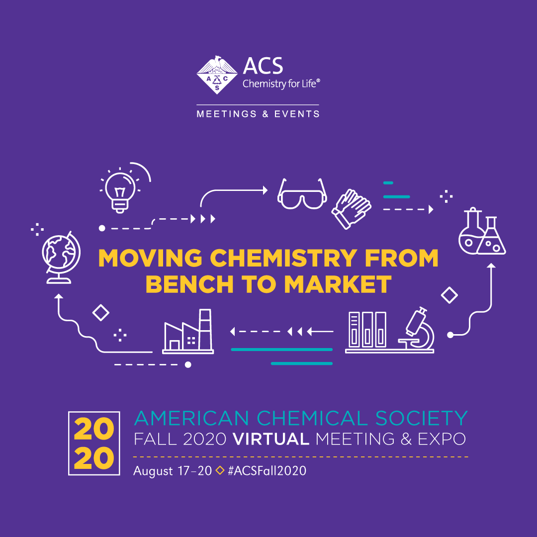 AmerChemSociety's tweet photo. The ACS Fall 2020 National Meeting &amp; Expo is going VIRTUAL! The #ACSFall2020 virtual meeting will take place August 17-20. Learn more about the meeting:  https://t.co/DyuonAwv2J #ACSSanFran https://t.co/xUoSNPbyXU