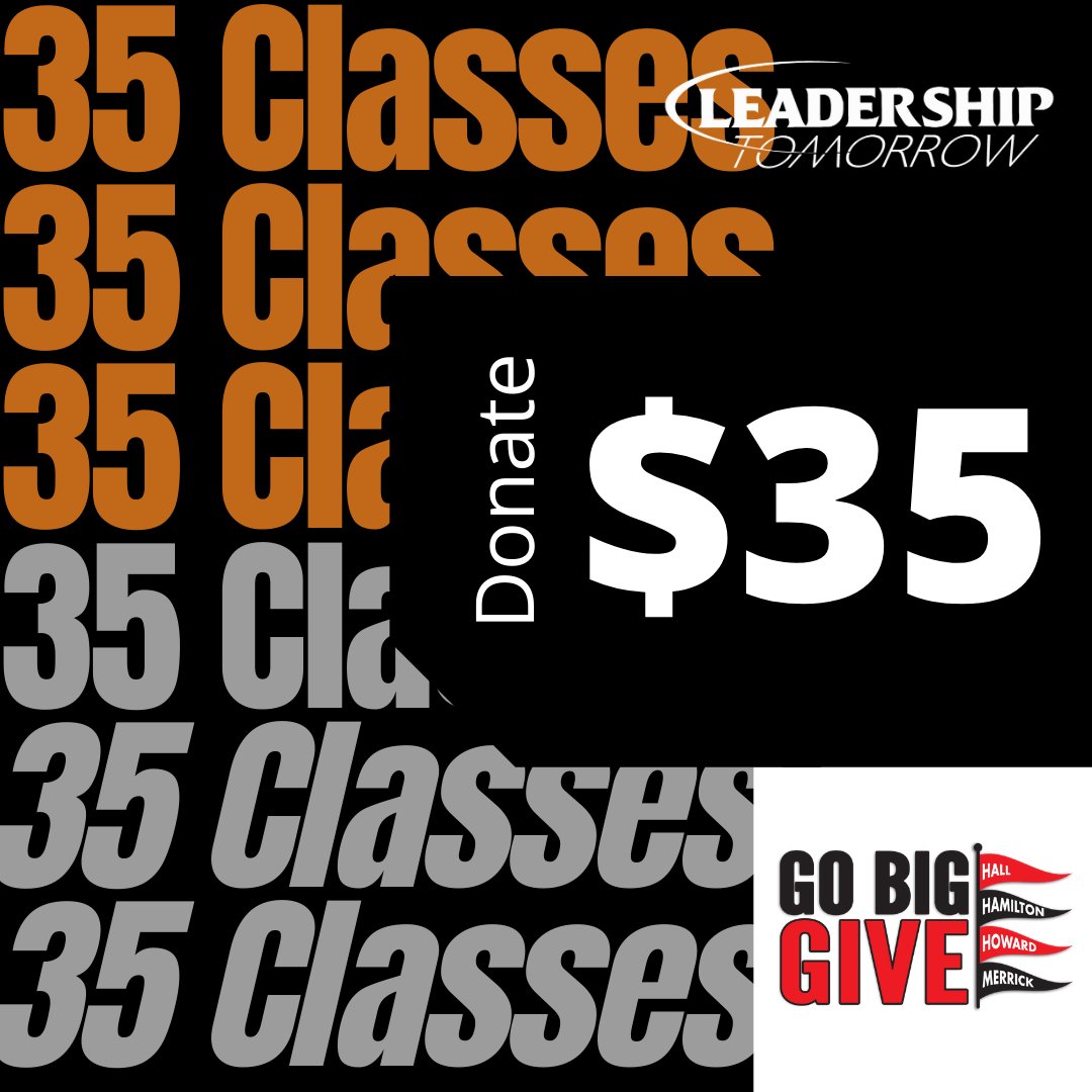 Show your support for Leadership Tomorrow during Go Big Give on July 7th and donate $35 to honor 35 classes
#GBG #gobiggive #gobiggive2020 #hallcountyne #grandislandne #leadershiptomorrow #supportnonprofits #weareinthistogether #leadershipmatters #lt #ltmatters #35for35