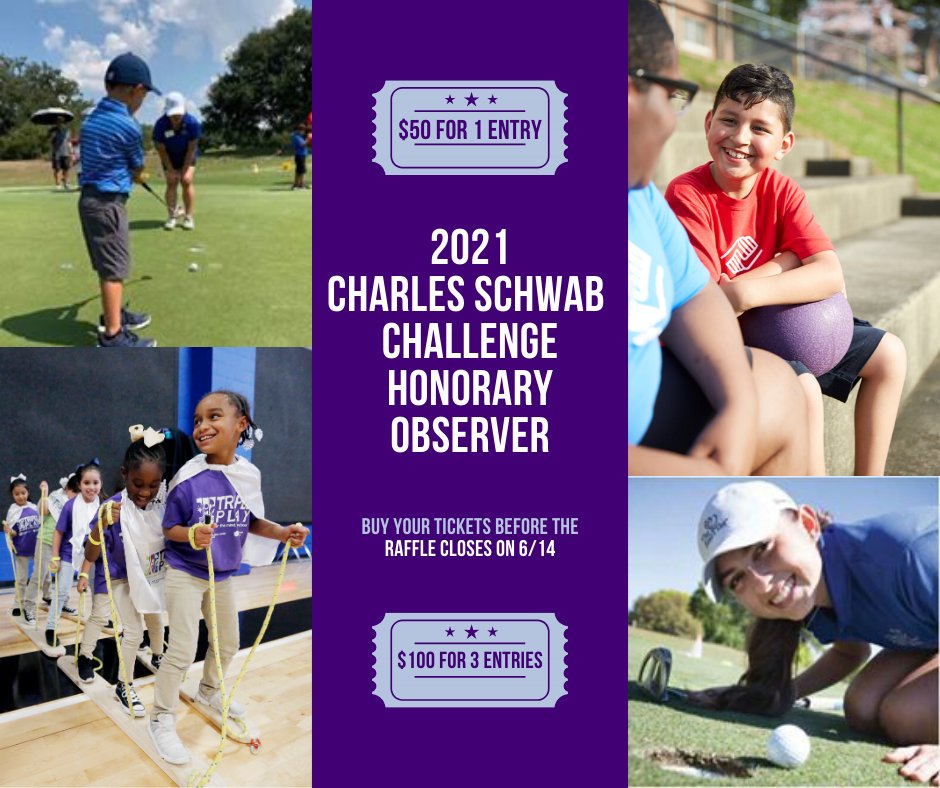 It's not too late to support the <a href="/BGCGTC/">Boys & Girls Clubs of Greater Tarrant County</a> and @TheFirstTeeFW. Enter to win the incredible experience of being the 2021 <a href="/CSChallengeFW/">Charles Schwab Challenge</a> Honorary Observer! Click to purchase 1 raffle ticket for $50 and 3 for $100: bit.ly/2X88R7O #CelebrateCommunity

*Raffle ends 6/14
