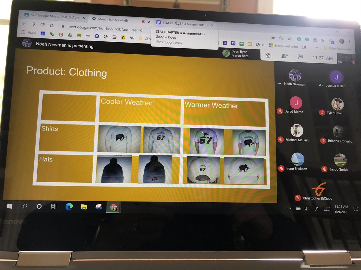 Shoutout to my Sports &amp; Entertainment Marketing Ss on great final presentations today for their expansion teams! From Team branding to SWOT Anaylsis, to COVID considerations, they included it all. Job well done! 👍🏻