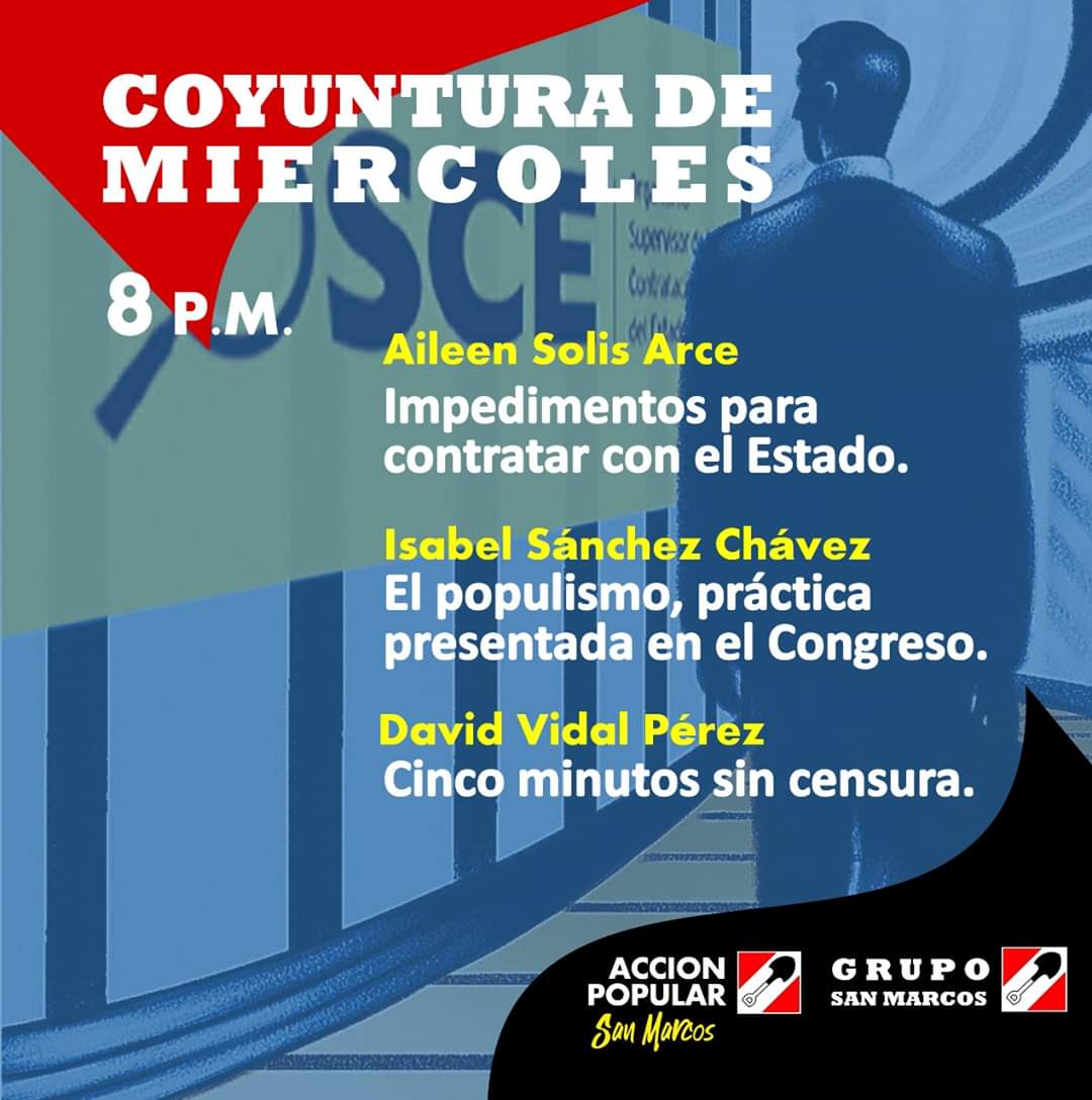 CUAccionPopular's tweet photo. ⏰ 10 de Junio a las 8pm.

👉🏼Impedimentos para contratar con el Estado: Lucha contra la corrupción. Aileen Solis Arce.
👉🏼El populismo, práctica presentada en el Congreso. Isabel Sánchez Chávez.
👉🏼5 minutos políticamente incorrectos. David Vidal.

➡️ #AcciónPopularSanMarcos https://t.co/wynHsJeBuZ