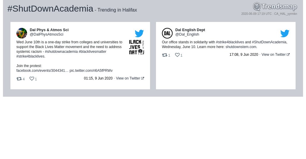 TrendsHalifax's tweet photo. #shutdownacademia is now trending in #Halifax

https://t.co/wCnyaxRJzR https://t.co/dLaMQcsMGe