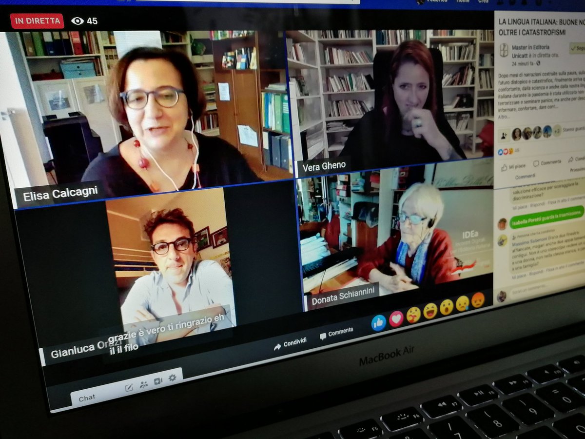 Siamo ancora live con il nostro appuntamento di Editoria in Progress dedicato alla lingua italiana e alle parole insieme a Elisa Calcagni @vera_gheno Gianluca Orazi di @Zanichelli_ed e Donata Schiannini 📚
#EIP2020 #editoriainprogress #mastereditoria #editoriaunicatt #editoria