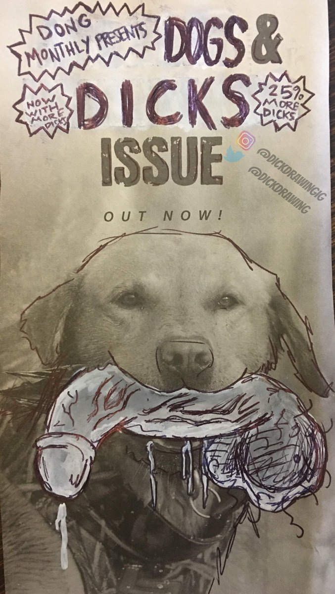 dickdrawing's tweet photo. So excited for the latest "Dogs and Dicks" issue! 25% more dicks!? It's a no brainer. Pick yours up at the nearest Democratic Party Headquarters. 

#dickdrawing #drawingdicks #cocksmith #penisart #pen15club #penisportrait #newspaperdicks #newspaperdick #dicksoutforharambe #NSFW https://t.co/TcyTlpbDoh