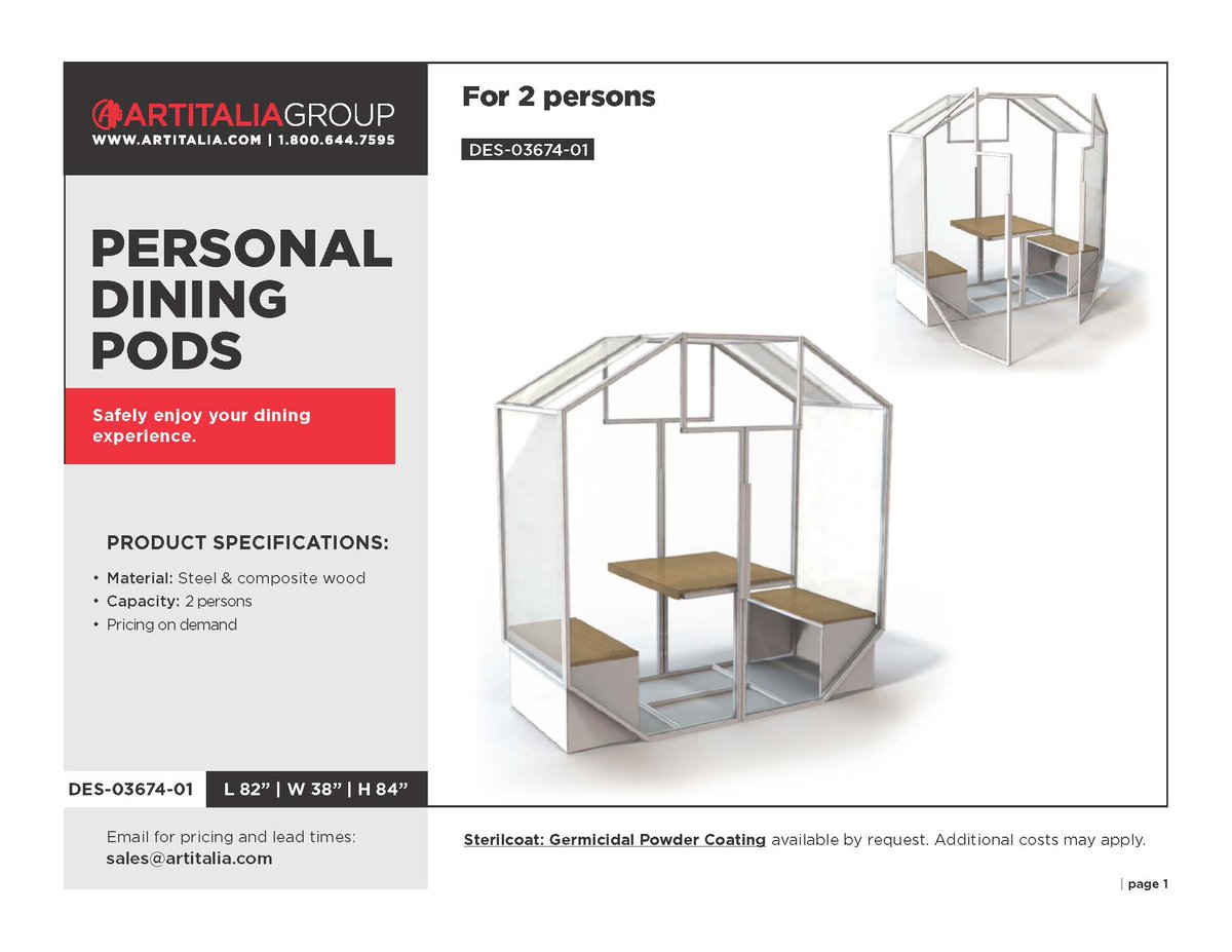 ArtitaliaInc's tweet image. @ArtitaliaInc creates an intimate and safe dining experience. These personal dining pods can be placed in restaurant courtyards, watersides, or even outdoor dining halls. For details click here cutt.ly/By1YRkN #CPMGcovidsolutions #doingourpart #InThisTogether
