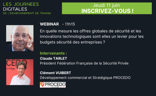 Agora_Managers's tweet image. J-1 ! Ne manquez pas l&apos;événement digital 2020 sur l&apos;Environnement de Travail !
Et parmi les webinars, retrouvez jeudi 11 juin à 11h15, un webinar dédié à la sécurité des entreprises.
Inscrivez-vous pour participer à nos sessions live : bit.ly/jd_envtravail