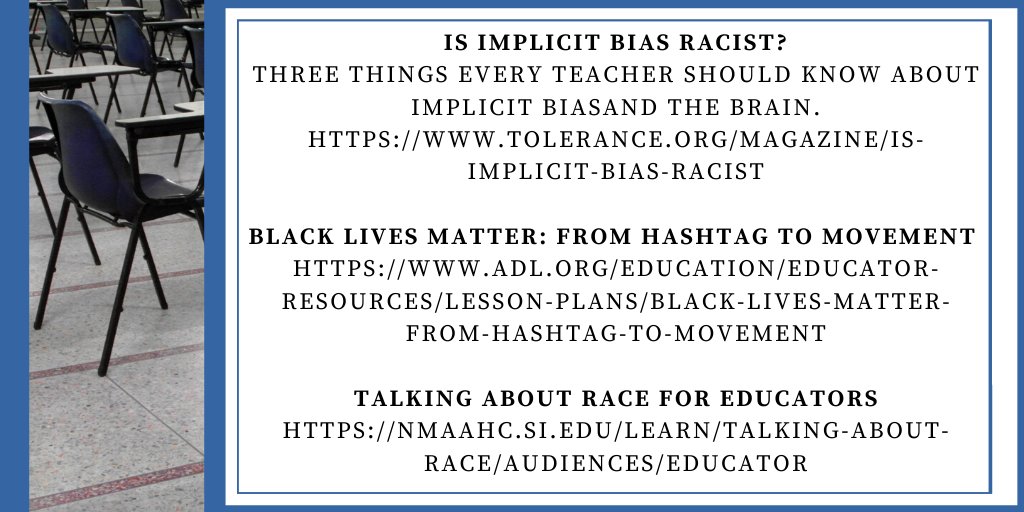 NATA1950's tweet image. The National Museum of African American History  and Culture’s @NMAAHC “Talking About Race” Program is a great place for Educators to start. nmaahc.si.edu/learn/talking-…

Some other resources for educators are shown here. #TwitterTakeover