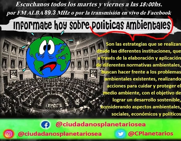 CPlanetarios's tweet photo. Acompañanos hoy a las 18:00 hs. para aprender juntos sobre la Importancia de "Las Políticas Ambientales" 🌎🆘☢️♻️⚠️❗️
🙂📻 Escuchanos todos los Martes y Viernes a las 18:00 hs. por la radio a través de @fmalba FM ALBA 89.3 MHz. o por el vivo de Facebook
#Politica #MedioAmbiente https://t.co/8hzfOL97Nb