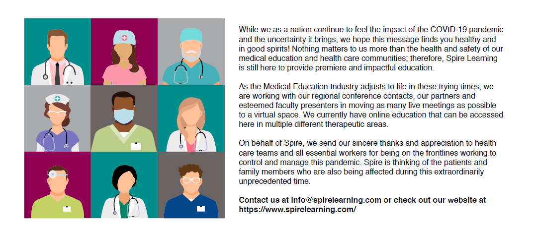 Spire_Learning's tweet image. A message of thanks and appreciation for our Frontline Workers! 

#SpireLearning #ThankYou #HCPs #HealthCareProfessionals #COVIDHeroes #COVID #OnTheFrontlines #coronavirus  #FrontlineWorkers #HealthcareTransformsLives 

#MedicalEducation #MedEd #CME #CE