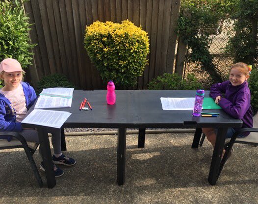 This is what we call - Home Learning whilst maintaining Social Distance.

Well done to these two near neighbours and their families for taking advantage of the warm weather and easing of lockdown to do their Home Learning together.
What great fun!
#socialdistancelearning