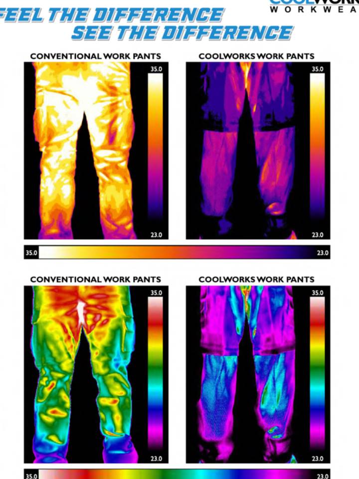 CoolworksWW's tweet photo. @HazmastersInc   #heatwarning today and tomorrow in SWO.  Coolworks Workwear provides 12 degrees C of cooling.  #getintoourpants https://t.co/ak3G2QyBc8