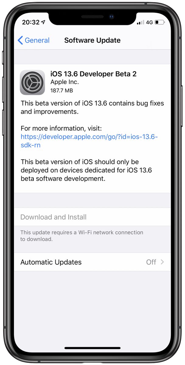 iSWUpdates's tweet photo. iOS 13.6 Dev Beta 2 (17G5045c) has been released. #iOS136 #iOS136DevBeta2 #iOS136Beta2 https://t.co/y5wJutcBks