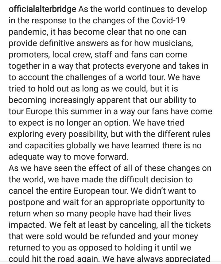 MylesKMusic's tweet photo. 📍 Uptade on the European tour. Please read. #walkthesky @alterbridge https://t.co/KBGR6NKbiW