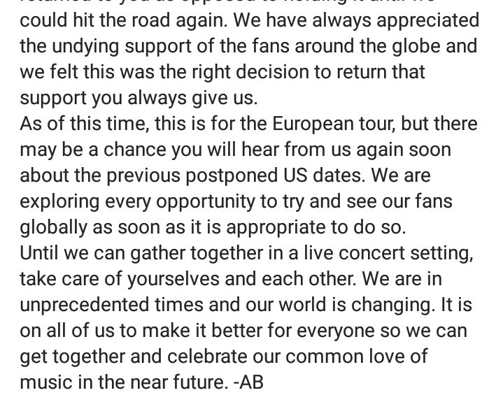 MylesKMusic's tweet photo. 📍 Uptade on the European tour. Please read. #walkthesky @alterbridge https://t.co/KBGR6NKbiW