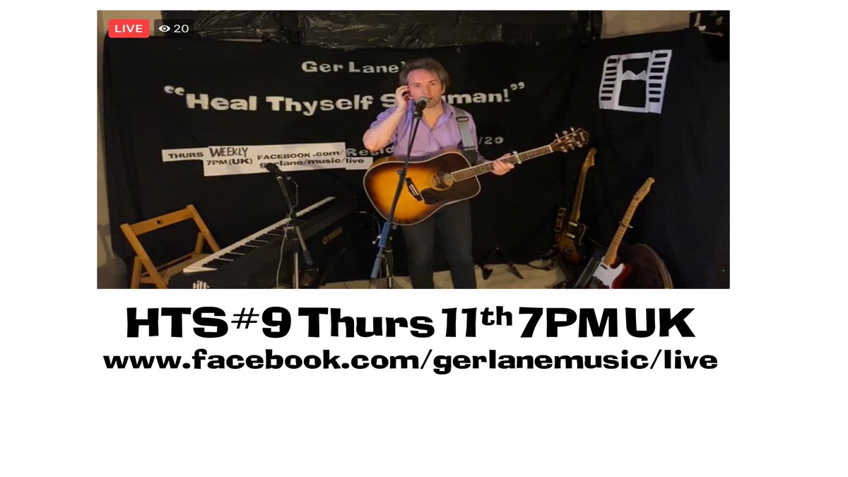 Come in no 9! “Heal Thyself Songman!” #9 Thurs 11th June 7pm UK. 
facebook.com/gerlanemusic/l… #singersongwriter #livestream #facebooklive #lockdown #gerlanemusic #healthyselfsongman