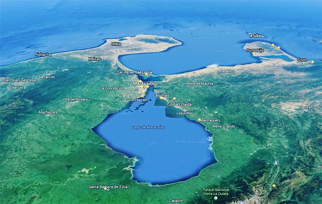 El mar travesaba la actual llanura de los Llanos desde elprotocaribe; también a través de la actual hendidura del Maracaibo (que era un relicto de este sistema y del que merececería la pena hacer un hilo para el solo)