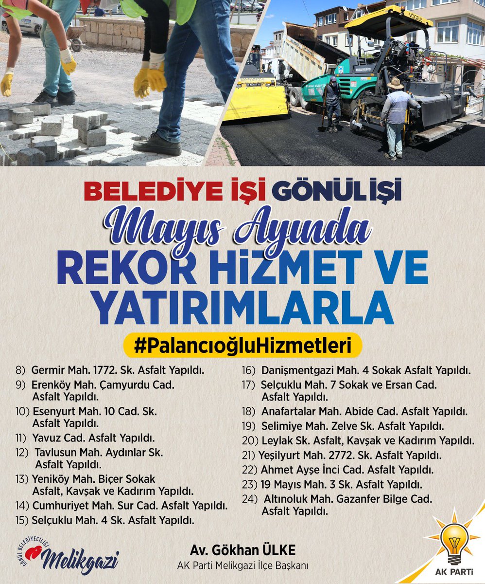 #PalancıoğluHizmetleri Melikgaziyi geleceğe taşıyor. 
#PalancıoğluHizmetleri @HMPalancioglu <a href="/erkankandemir/">Erkan Kandemir</a> <a href="/mehmetozhaseki/">Mehmet Özhaseki</a> <a href="/sabancopuroglu/">Şaban ÇOPUROĞLU</a> @GkhanLKE#kiranardimahallesi