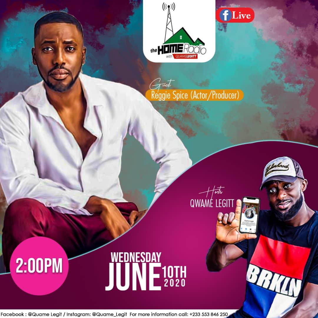 DavidKofiTei's tweet photo. #TheHomeRadio will host Reggie Spices, a TV/Radio producer and Actor in FB live chat. Reggie Spices also has an all new Radio drama series titled #ThePlayBoy. Expect him to talk about that and more of his works. Follow #QuameLegitt on Facebook to be a part of the conversation🔥 https://t.co/i54oXcdnd5