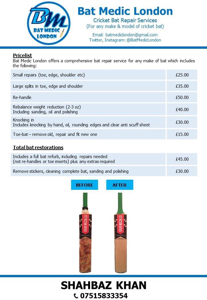 BatMedicLondon's tweet photo. #BatRepair #Cricket #BatMedicLondon https://t.co/5ynezS0eaC