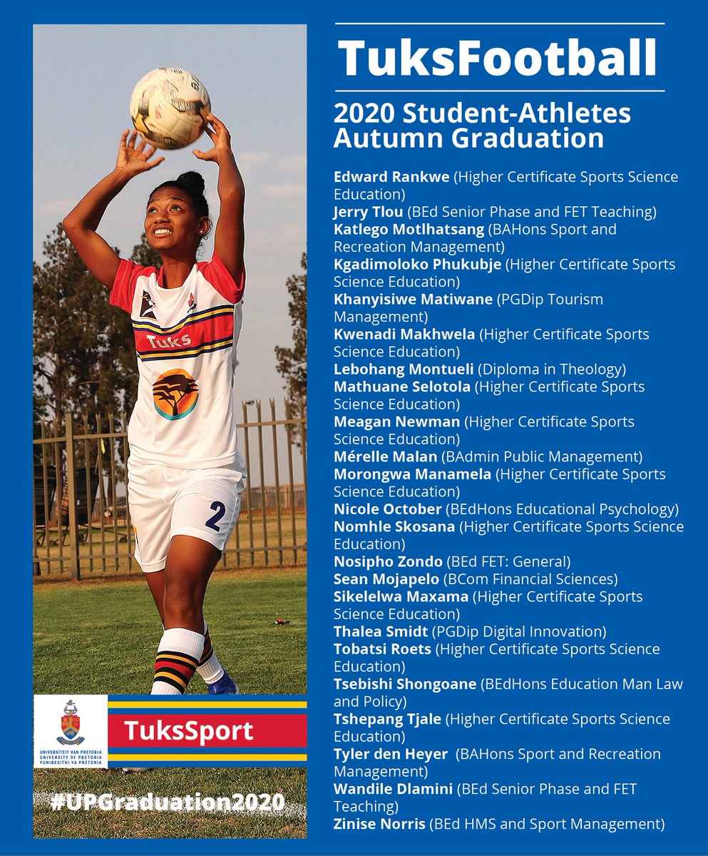 #TuksSport (@tukssport) on Twitter photo #TuksSport: DID YOU KNOW?
2️⃣3️⃣ student-athletes from #TuksFootball graduated this recent autumn graduation at <a href="/UPTuks/">University of Pretoria</a>.
#UPGraduation2020
#Elevate2Greatness 🌟💡 #TuksSport: DID YOU KNOW?
2️⃣3️⃣ student-athletes from #TuksFootball graduated this recent autumn graduation at <a href="/UPTuks/">University of Pretoria</a>.
#UPGraduation2020
#Elevate2Greatness 🌟💡