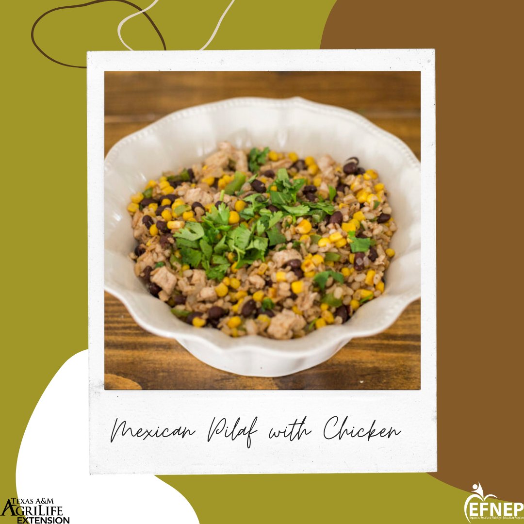 Let's get creative in the kitchen today! Our Mexican Pilaf with Chicken is quick and easy to whip up for you and your loved ones 🥳
Recipe: efnep.tamu.edu/recipe/mexican…