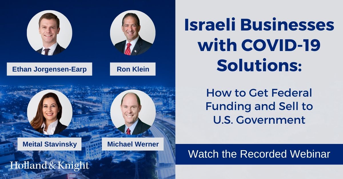 Holland_Knight's tweet photo. #Israel Practice Partners Ron Klein, @MeitalStavinsky and Michael Werner, along with Senior Public Affairs Advisor @EJorgensenEarp, co-hosted a webinar with @EY_Law discussing ways Israeli businesses can collaborate with the #US government. https://t.co/sWMIFa2J7f https://t.co/7rWFbRUZgu
