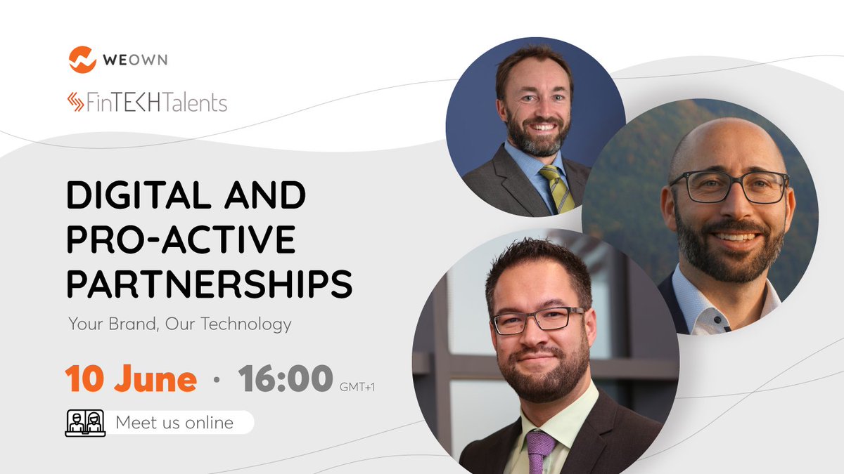 WeOwnMarket's tweet photo. Join us tomorrow (10th June) at 4pm GMT+1 @FinTECHTalents for an interactive session discussing digital and pro-active partnerships available via our flexible software-as-a-service (SaaS) integration model. Sign up here: https://t.co/K7fTE7Dpw5. See you at #FTT20Virtual! https://t.co/3M6TloH4gX