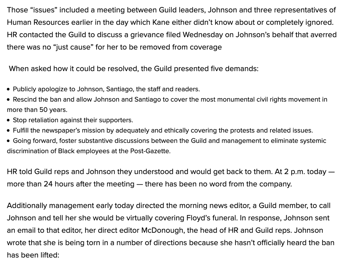 PGHGuild's tweet photo. RELEASE: Newspaper Guild condemns unrelenting mistreatment of Black reporter #IStandWithAlexis https://t.co/oRi1EGvYfU https://t.co/BeTfOXkv0V
