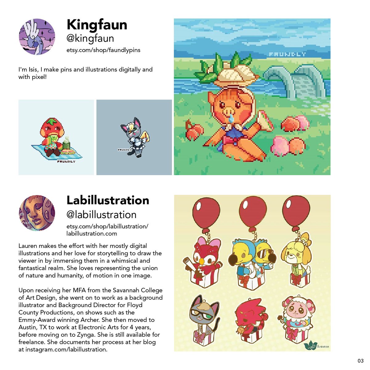 NooksCatalog's tweet photo. Special Edition no. 2
My newest catalog features a few Black creatives who have Animal Crossing art/merchandise! Here are a couple of pages from this spread, but please check out the full catalog here:
https://t.co/C4ISp4orl9
#blackcreators #blackartists #acnh https://t.co/FT7MbVGiQZ