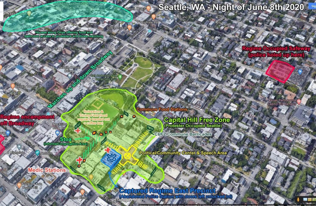 Errekaleor's tweet photo. Atención‼️

En Seattle han creado "Capital Hill Free Zone"

Han convertido el espacio "público" de alrededor de 6 edificios en territorio liberado. Entradas y salidas con barricadas y todas las cámaras destrozadas.

Llevan 8 días resistiendo.

#TerritorioLiberado
#Resistencia https://t.co/2eGj4Sg5z8