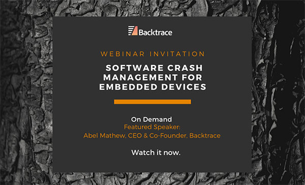 0xCD03's tweet image. Learn how Backtrace works with embedded devices to capture, analyze, and leverage crash data to improve software quality & accelerate product development. Watch the webinar now. hubs.ly/H0rjhSf0 #embeddedsoftware #embeddeddevelopers #iotdevelopers #debuggers #debugging