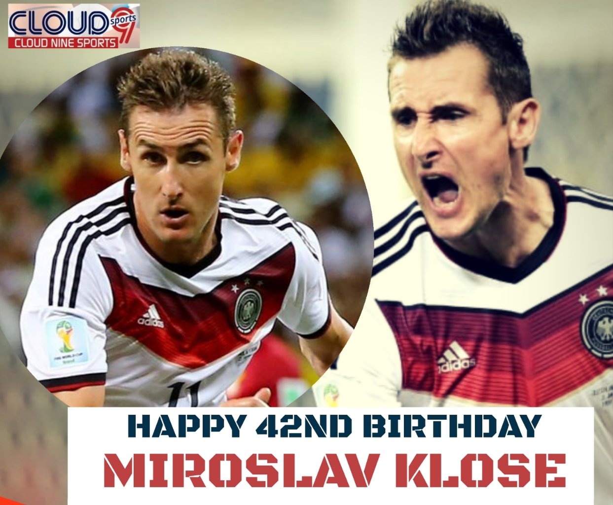 Happy 42nd Birthday to the FIFA World Cup all-time leading goalscorer (16). \"Miroslav Klose\"    