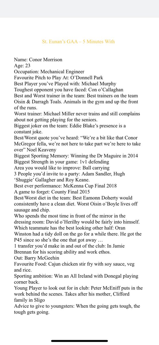 Conor Morrison was finally able to give us 5 mins out of his extremely busy schedule to answer a few questions for us...