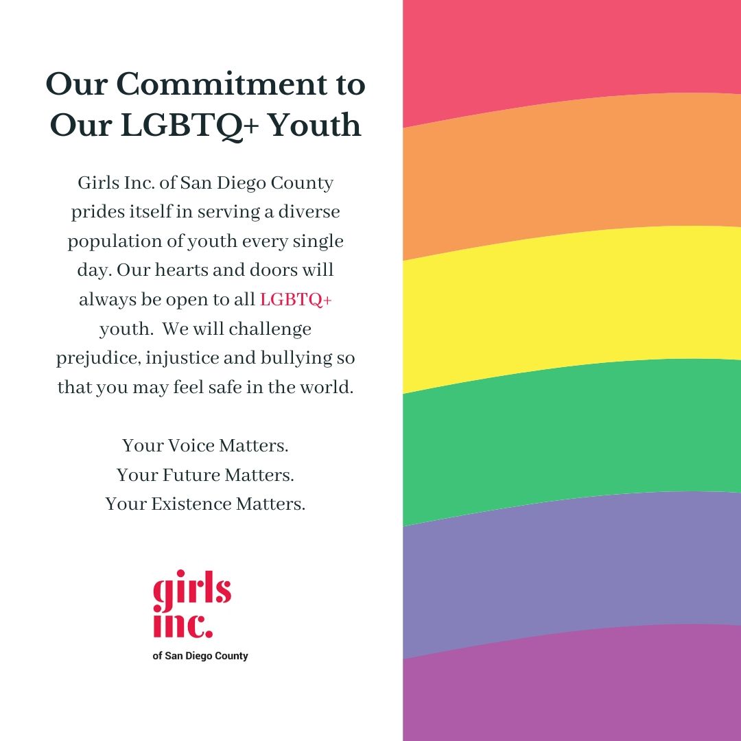GirlsIncSD's tweet photo. Our hearts and doors will always be open to you! LGBTQ+ girls and youth - we see you!

#PrideMonth #loveislove https://t.co/YpOzqZ1mu1